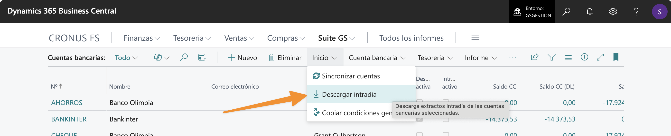 Acción de descarga