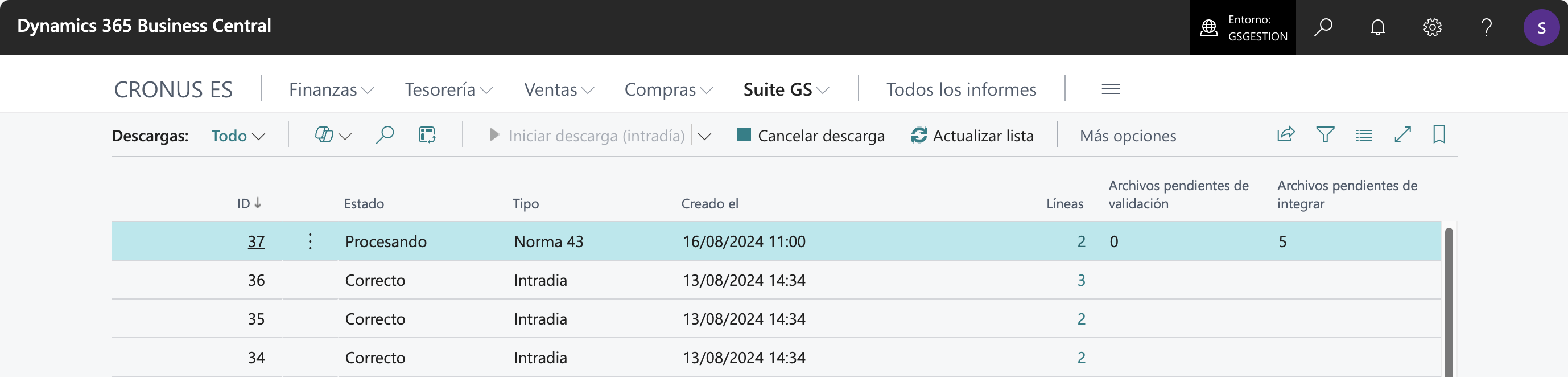 Lista de descargas