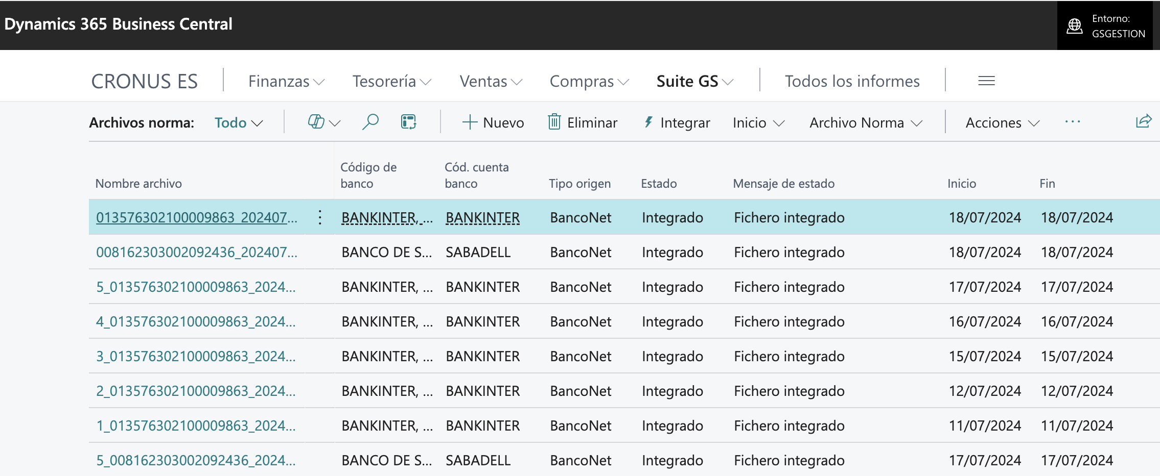 Listado de archivos norma