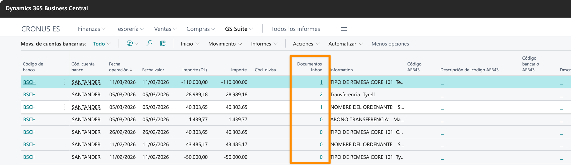 Lista de movimientos