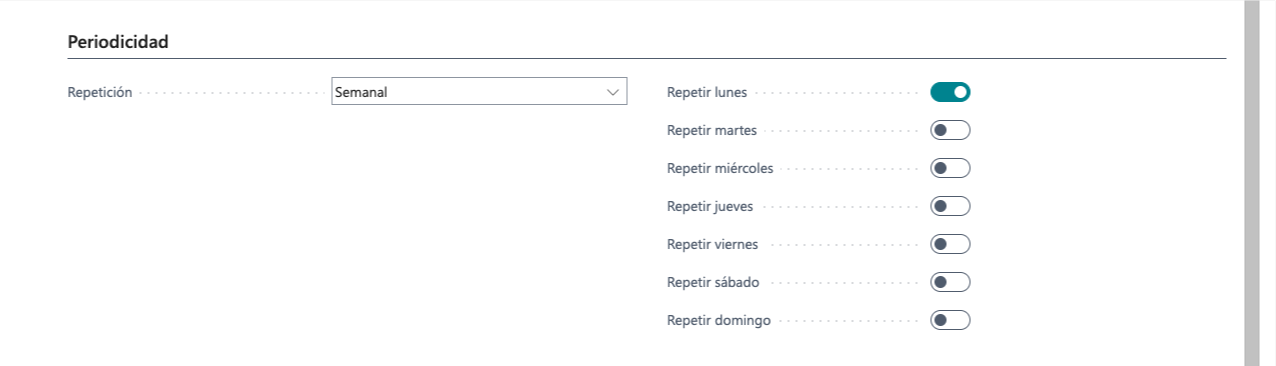 Pestaña periodicidad