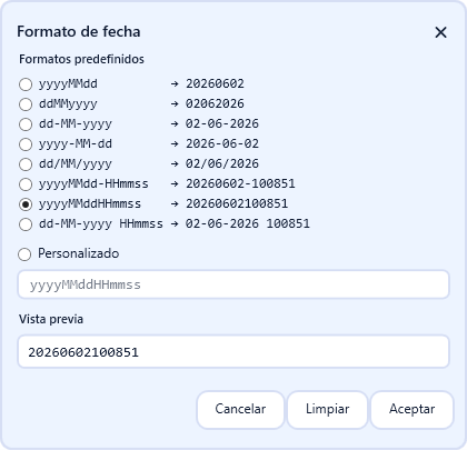 Editor de formato de fecha