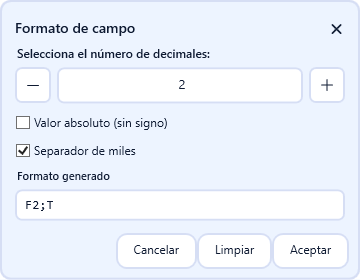 Editor de formato de número
