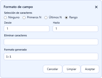 Editor de formato de texto rango