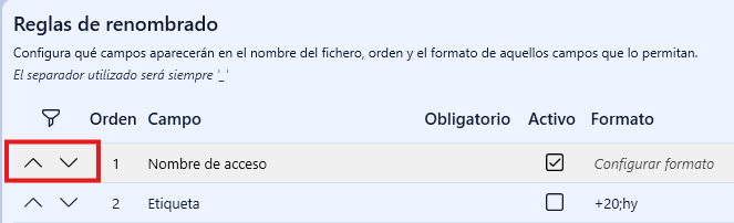 Botones mover arriba y abajo