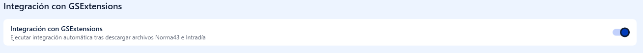 Sección integración GSExtensions
