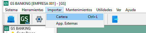 Menú Importar Cartera