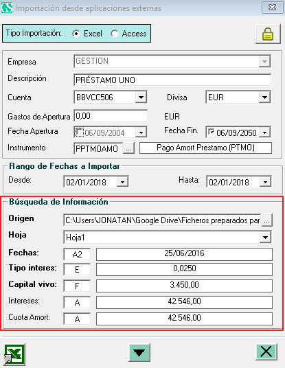 Importación externa Origen