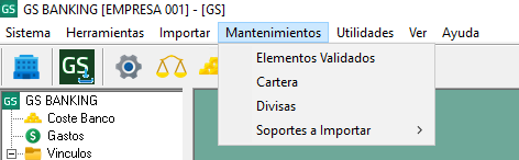 Menú Mantenimiento