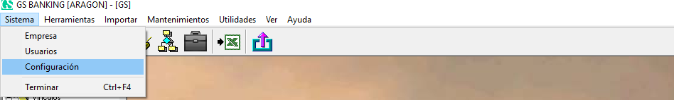 Menu sistema configuración