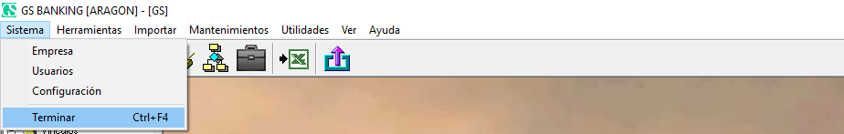 Menu sistema terminar