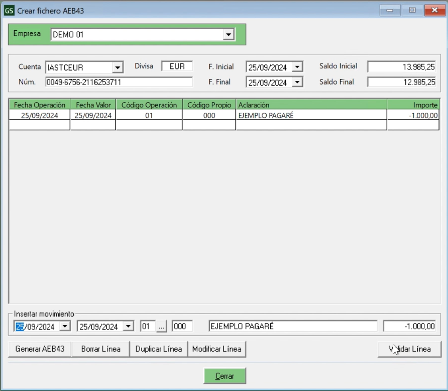 Crear fichero AEB43